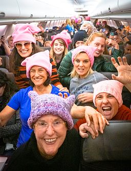 Womens March on plane 2017.01.20 Alaska Air Flight 6 in Pink LAX DCA 00059 32054002990